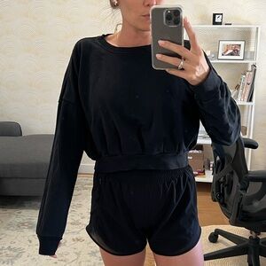 All saints black crop hoodie